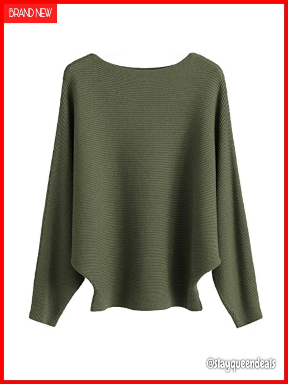 Lightweight Knitted Boat Neck Batwing Sweater Women Oversized Dolman Pullover